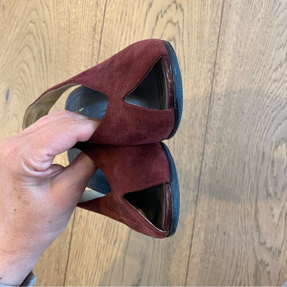 Celine by Phoebe Philo Burgundy Suede Slingback Wedges - Picture 4 of 8